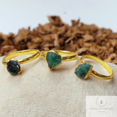 Natural Emerald Ring, 14K Gold Plated Ring, Electroplated Ring, Raw Emerald Ring, Statement Ring, Unique Ring, Dainty Ring, Gift For Women